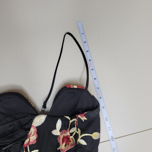 Mini Tulle Dress Balletcore Black Floral Layered Lace up Back 7 HoCo Formal - Picture 13 of 15